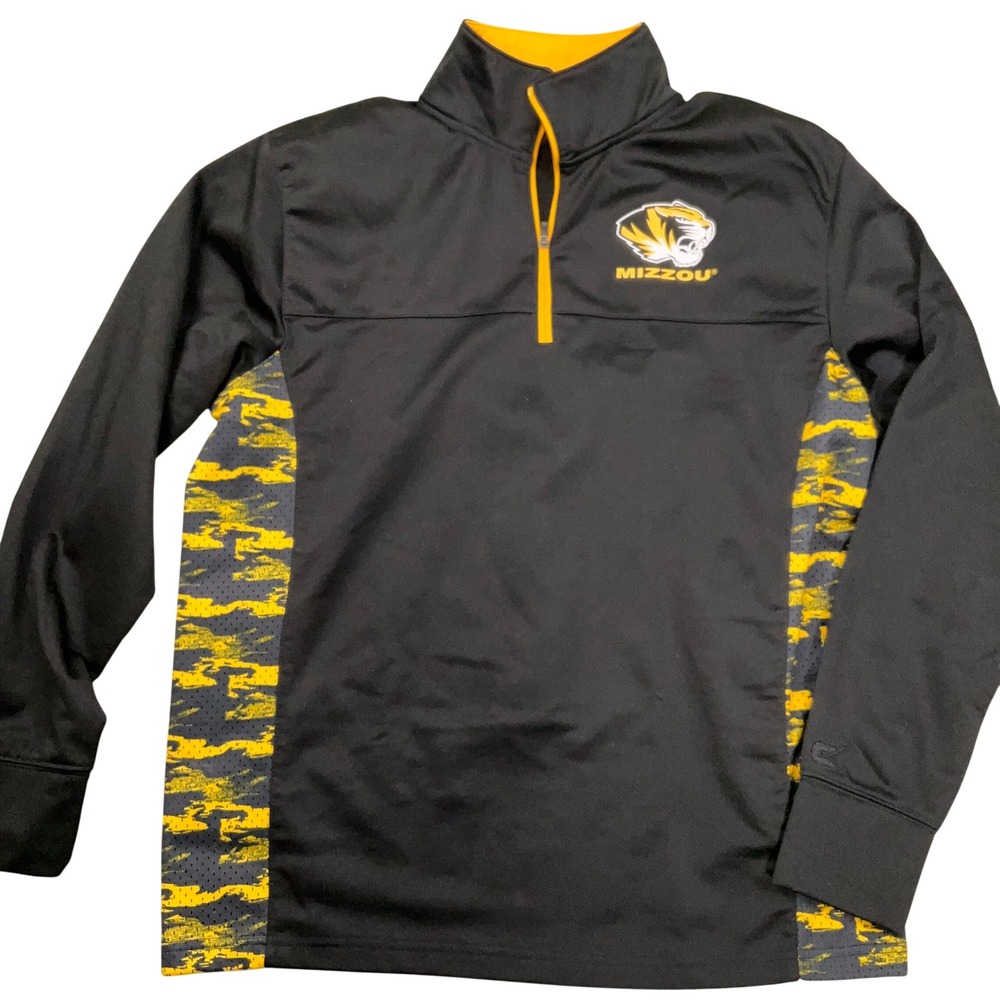 Colosseum Mizzou Pullover Mens Medium Black Yellow Camo Quarter Zip NCAA